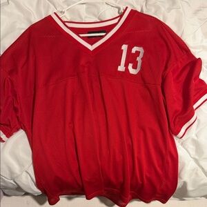 White Fox Boutique Red V-Neck Jersey Top